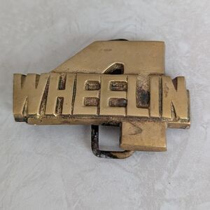 Vintage Brass Four Wheelin Belt Buckle